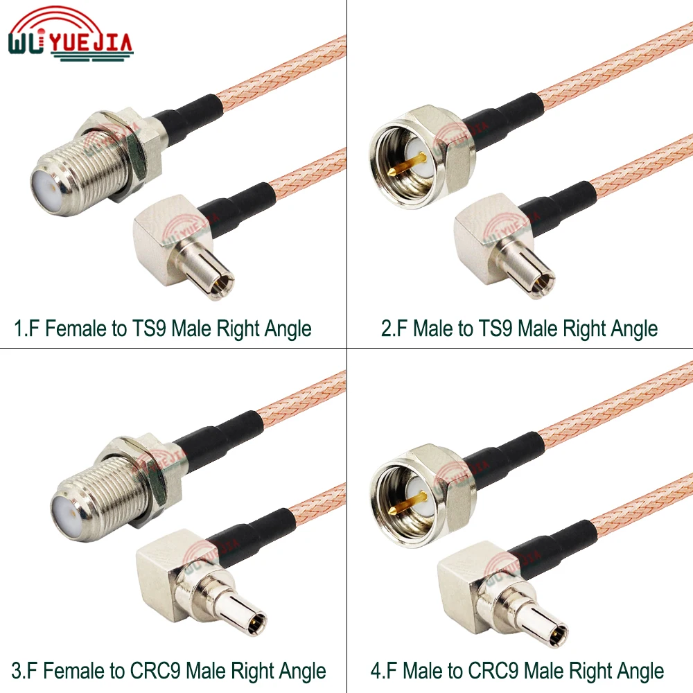 F to TS9 & CRC9 RG-316 F Female / F Male to TS9 Male Right Angle Connector For Huawei Router WIFI 3G/4G/5G GPRS RF Coaxial Cable