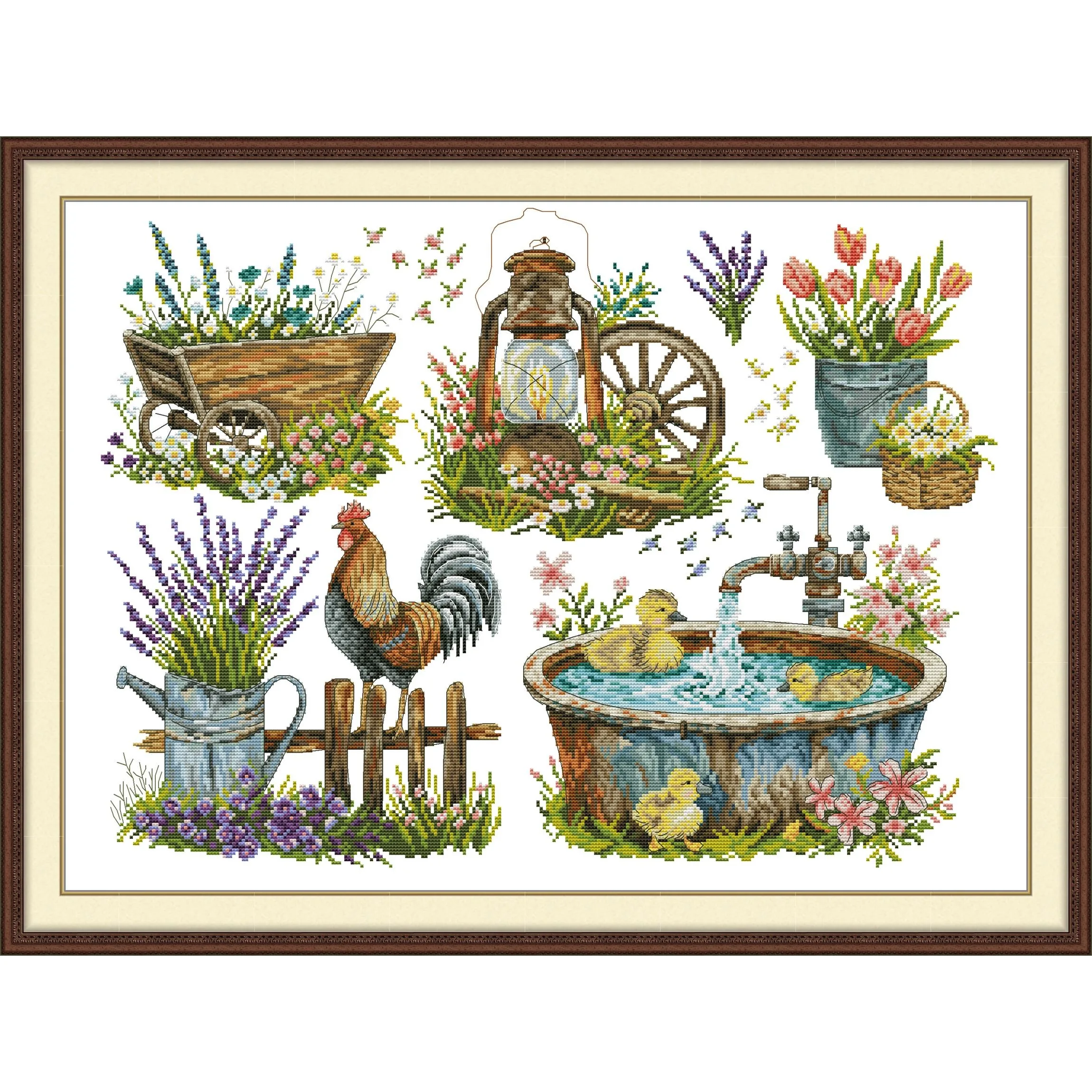 

Набор для вышивки крестом Joy Sunday с предварительной печатью, легкий узор, набор для вышивки из штампованной ткани Аиды, садовые аксессуары