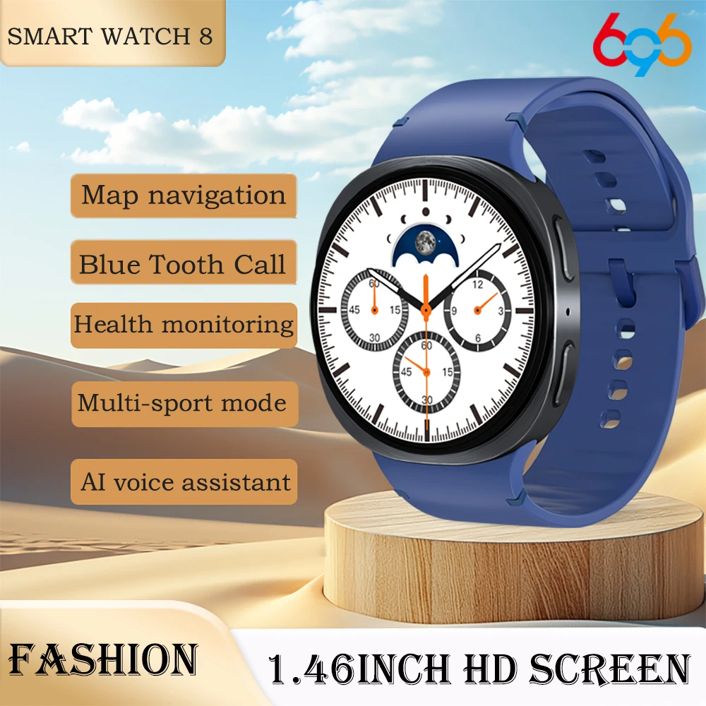 

Смарт-часы с синим зубом, карта вызова, навигация, SOS, спортивные часы с пульсометром, 8, голосовой помощник, беспроводная зарядка, умные часы с календарем