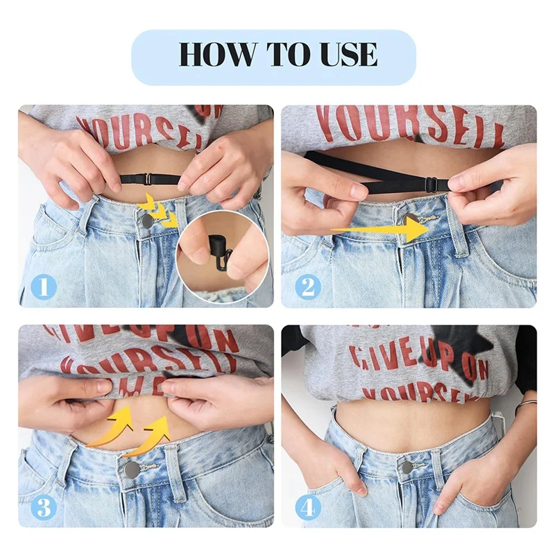 4 PCS Crop Adjustable Band Set Crop Tool For Shirt, Crop Band Set For Tucking Shirts, Elastic Belts For Women Tops, Shirt Band