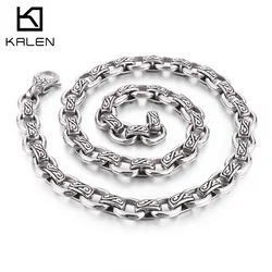 KALEN 12mm Animal Prints Stainless Steel Necklace For Men Vintage Totems Charm Necklace Trendy Jewelry 50-62cm Long Accessories