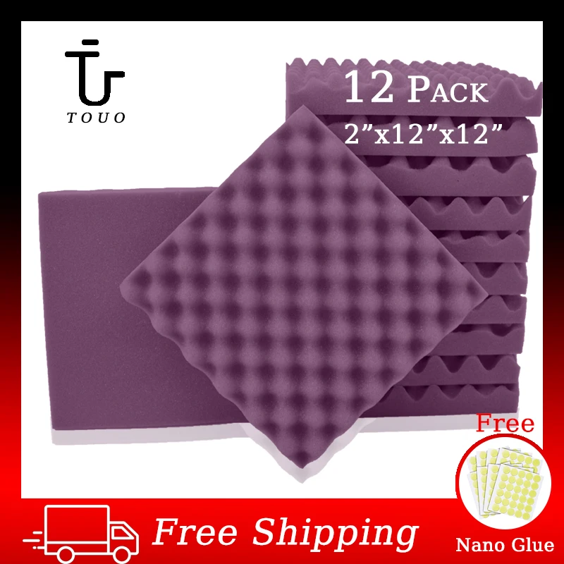 TOUO 12 Pcs Acoustic Soundproofing Studio Acoustic Foam Home Decoration Sound Proof Wall Panels Ceiling Door High Density Studio