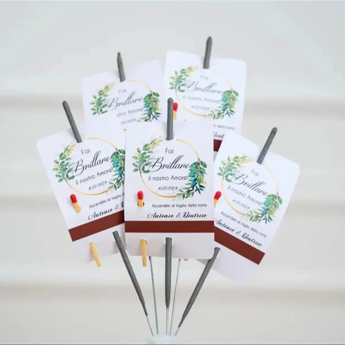 Scintille Taglio Torta Matrimonio Etiquetas personalizadas para bodas, Etiquetas de bengalas personalizadas para bodas, Fuegos artificiales personalizados