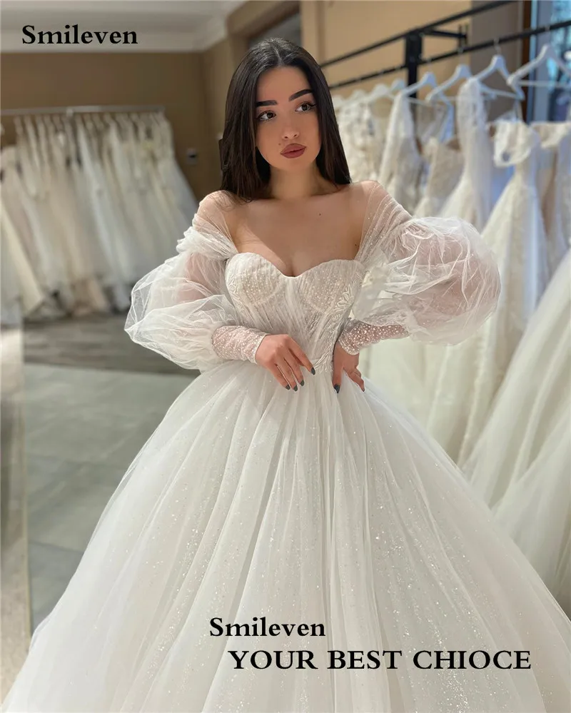 Smileven Shiny Glitter Wedding Dress  Off The Shoulder Corset Bride Dresses Robe De Mariee Wedding Gowns 2023