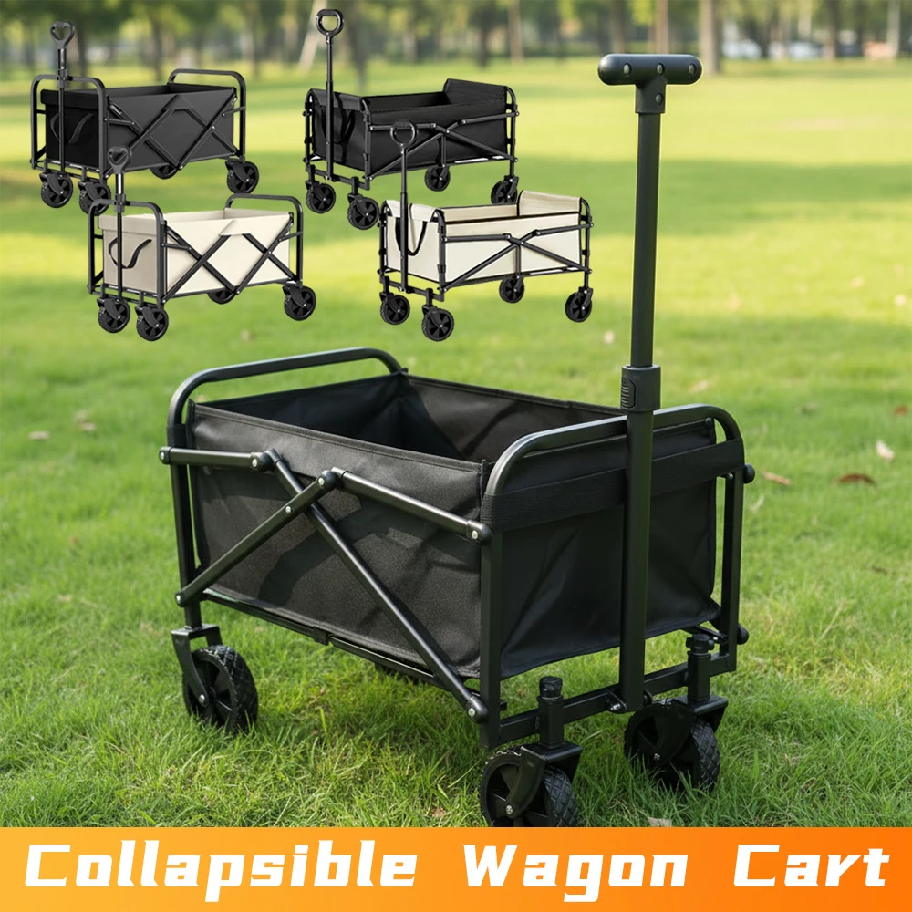 

Collapsible Folding Wagon Heavy Duty Large Capacity Utility Cart Portable Rubber Wheels for Camping Beach Shopping Sports Picnic