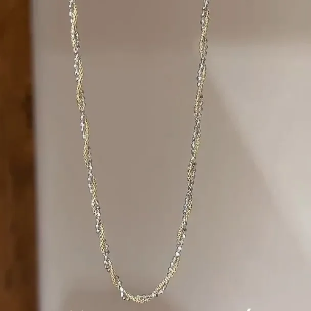 925 Sterling Silver Two Tone Versatile Light Luxury Collar Necklace Bare Chain Without Pendant For Fashion Forward Individuals