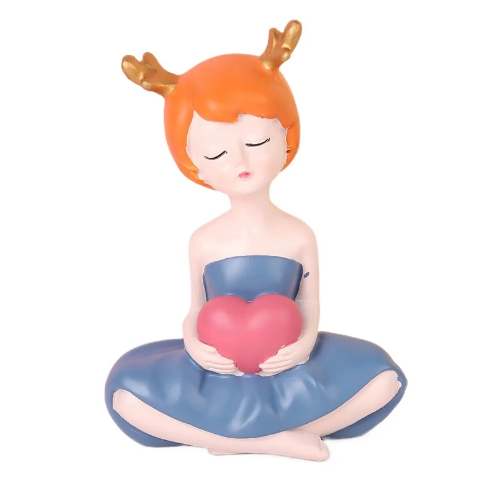 

Desktop Ornament Resin Little Girl Statue Cute Creative People Sculpture Handicraft Waterproof Miniatures Figurine Living Room