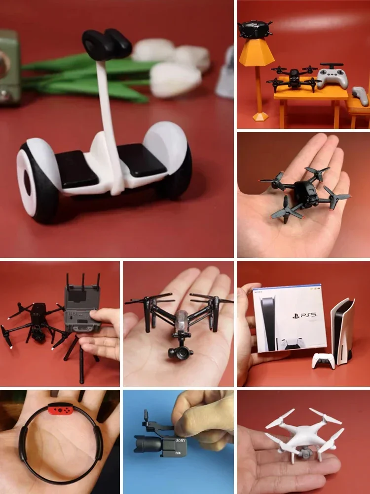 

Miniature Dji Fpv Traversal Machine 1/6 Soldier Man UAV Drone Model Miniature Balance Car Model Bjd Dollhouse Toy Accessoires