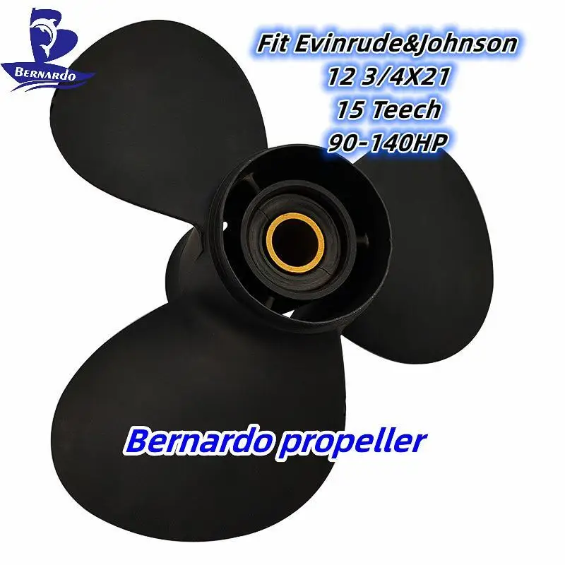 Bernardo Boat Propeller 12 3/4X21 Fit Evinrude&Johnson Outboard Engine ETEC 90 115 140 HP Screw 3 Blade 15 Tooth Spline RH