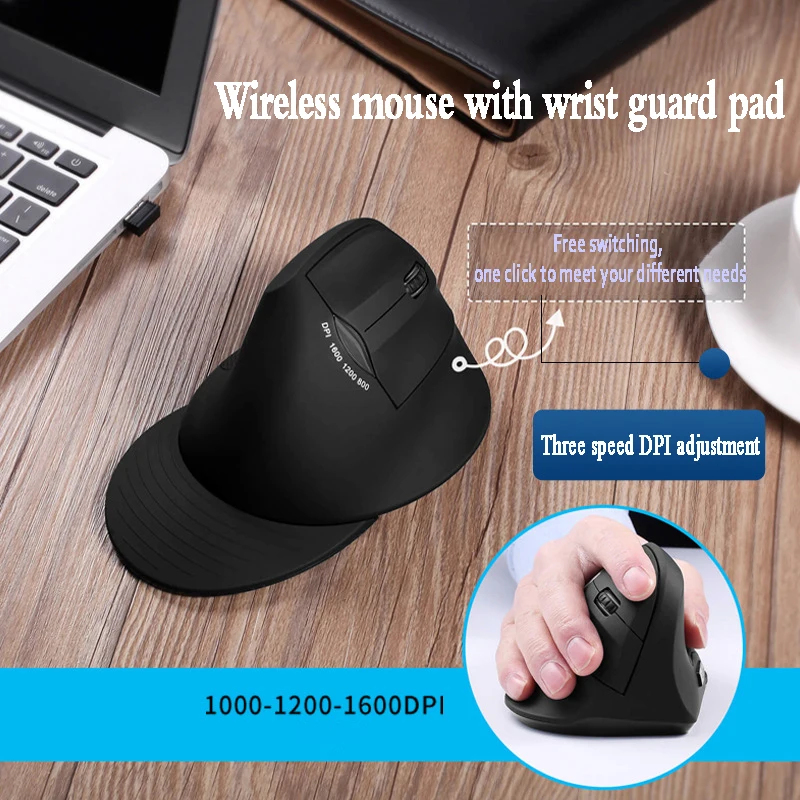 

Vertical Wireless Mouse 2.4G Wireless Ergonomic Mouse with 3 Adjustable DPI 6 Buttons Removable Wrist Rest Official Micee