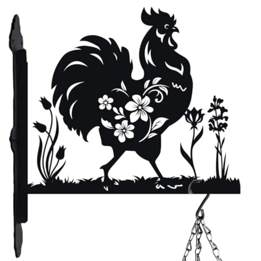 

Metal Plant Hangers Outdoor Chicken Wall Mounted Hanging Plant Bracket Flower Pot Rooster Ornamental Wall Mount Bird Feeder Win