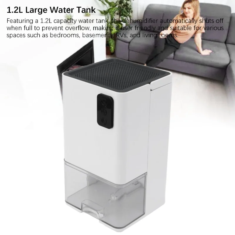 40W High Efficiency Dehumidifier For Home Bedroom Basement RV 12L Daily Quiet Portable Small Dehumidifiers With Auto Shut Off