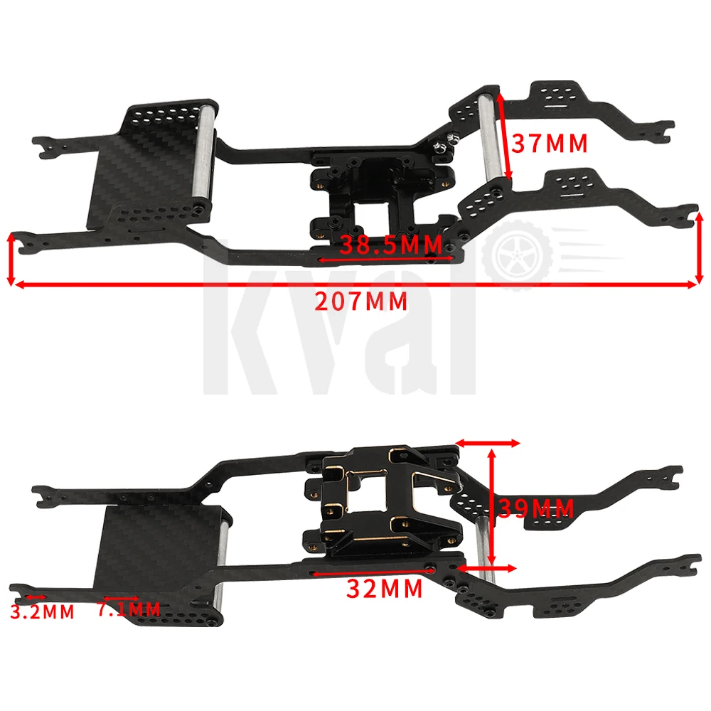 Carbon Fiber Chassis Kit Frame Girder Kit for 1/18 RC Crawler TRX4M Bronco LCG Upgrade Part