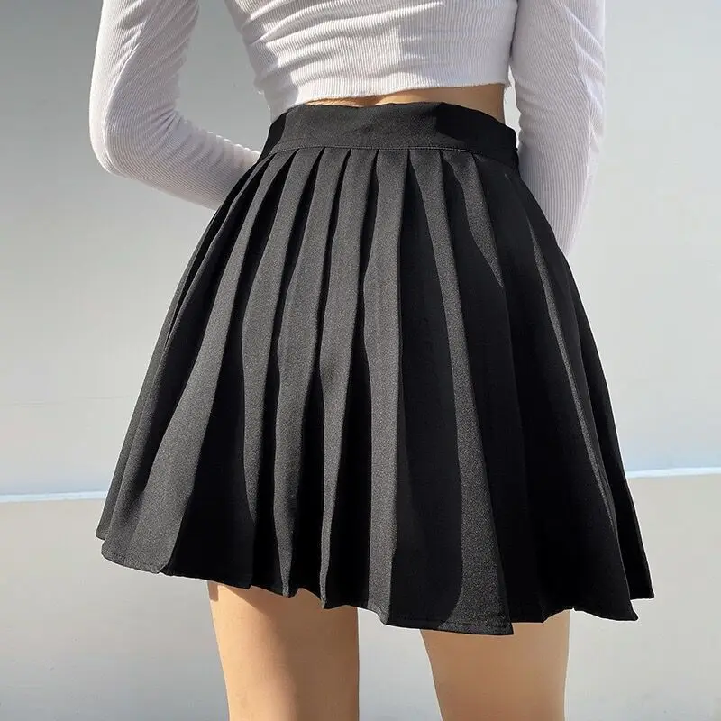 High waist A-line pleated skirt for girls European and American style letter embroidery, versatile, thin, cool and cute skirt