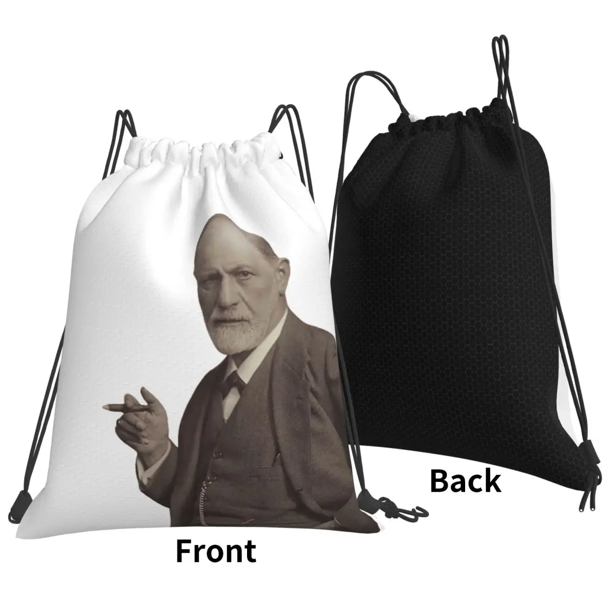 Freud With Cigar Blush Pink Backpacks Fashion Drawstring Bags Sports Bag Book Bags for Man Woman School