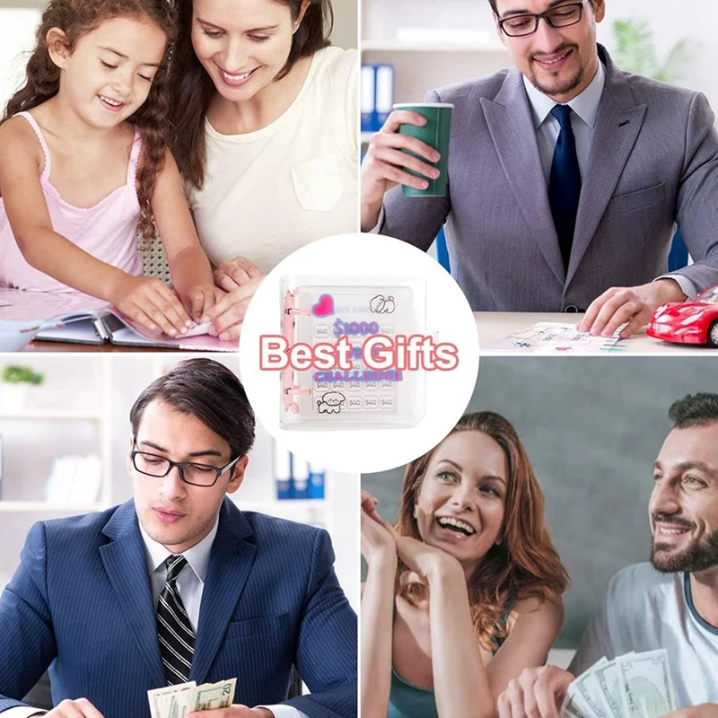 رابط تحدي المال مع ظرف صغير ، كتاب ميزانية قابل لإعادة الاستخدام ، وردي ، 2 من من من من من من من مغلف