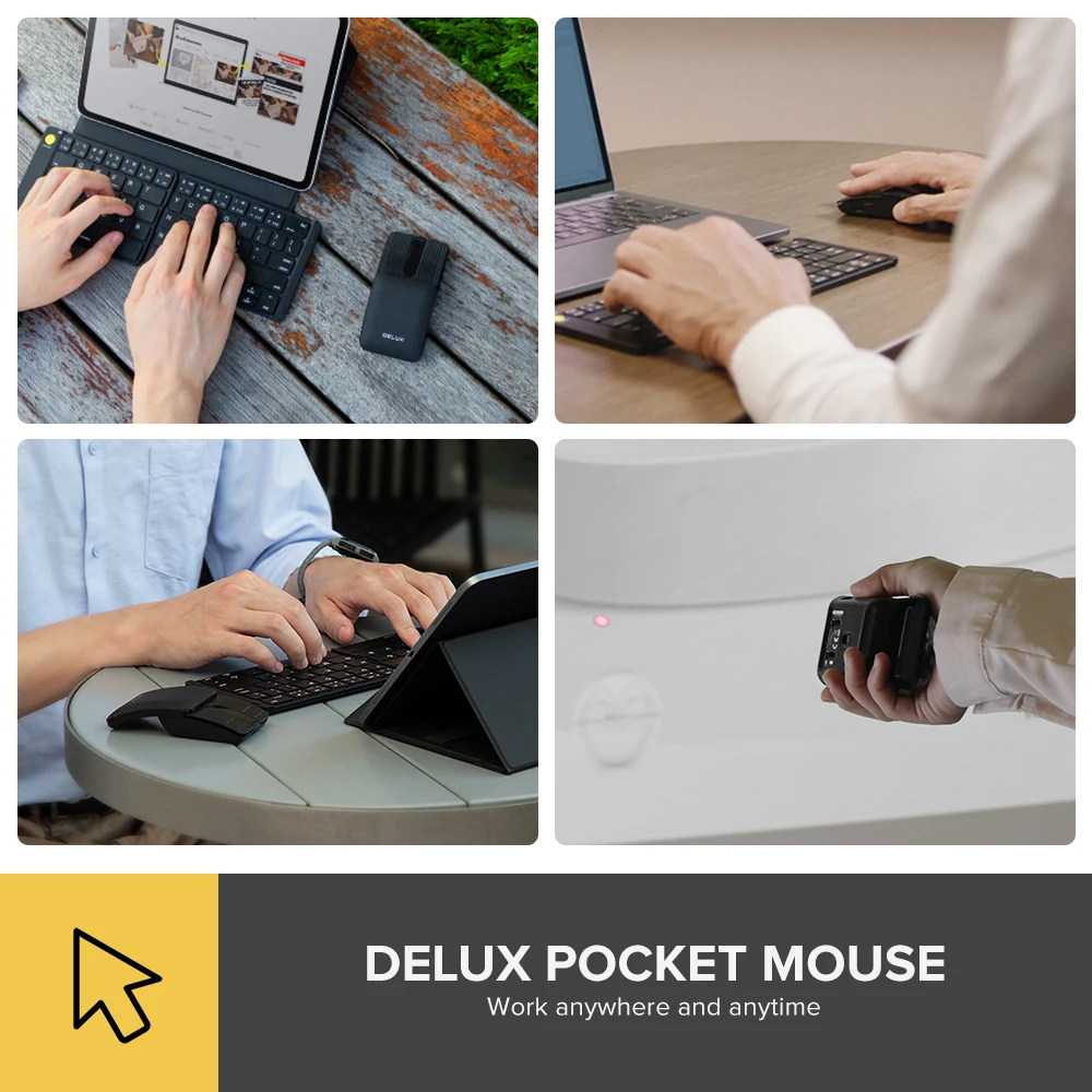 Delux Pocket Folding Mouse Wireless bluetooth Ultra Slim Portable Silent Multi-functional Mice For Tablet Windows MAC OS