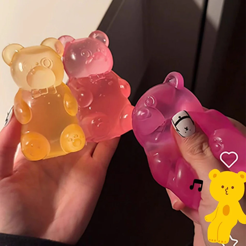 Gummy Bear Squeeze Toy Soft Jelly Slow Rebound TPR Squishy Fidget Sensory Toy Stress Relief Anti Anxiety Desk Decor Adults Gift