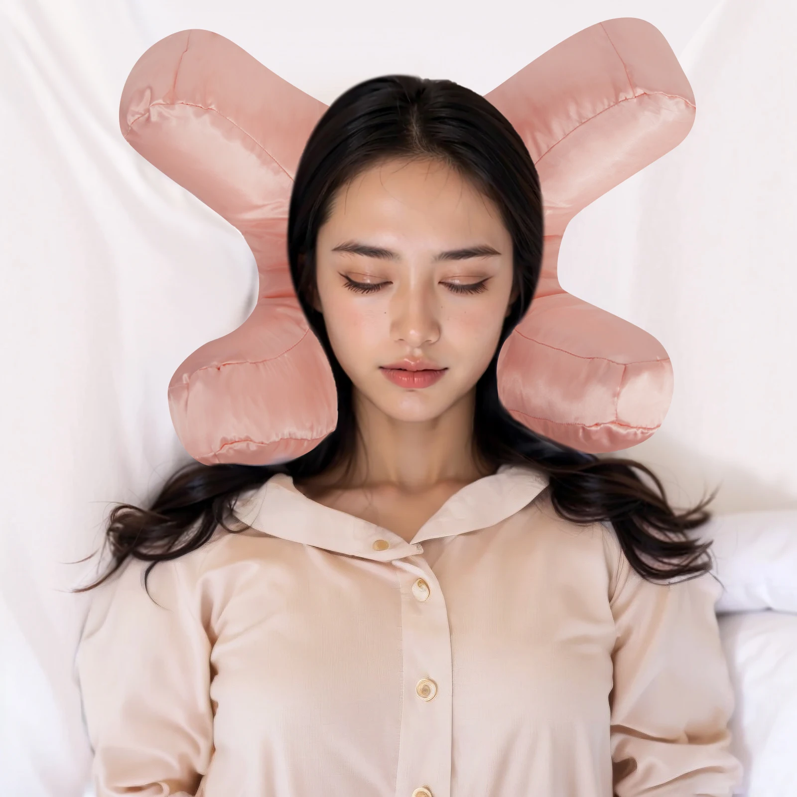 Women's Elastic Beauty Face Memory Pillow with Concave Shaped Anti-Wrinkle Anti-Squeeze Solid Color Memory Foam Facial Bedding