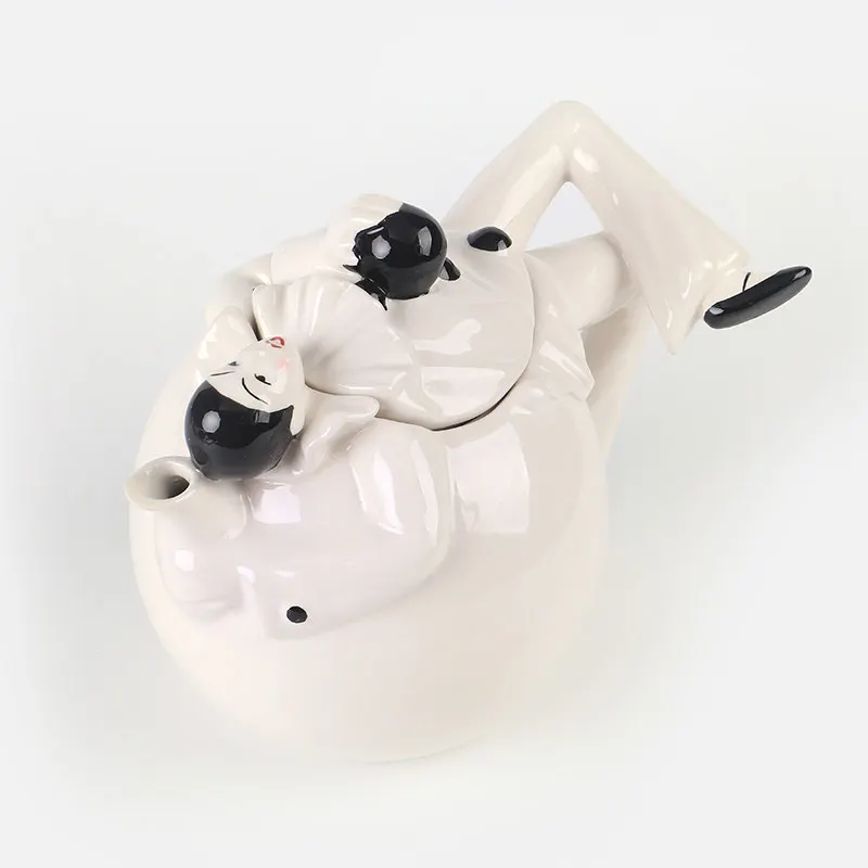 Retro ceramic clown figurine water jug Ornament,artistic ceramic teapot,fun tabletop decor,family kitchen decor collection gift