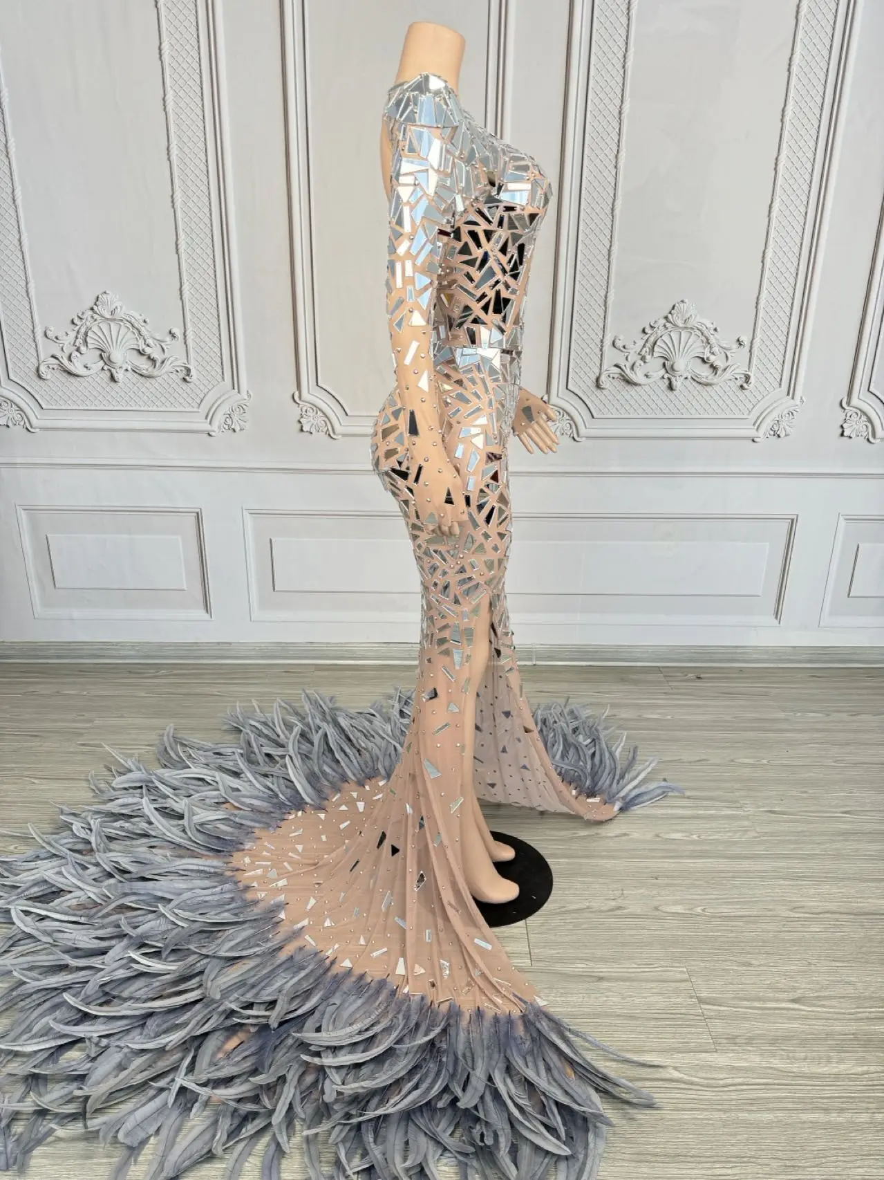 best evening dresses 2020 BABEYOND Geometric Symmetry Sequin Embellished 1920s Evening Gowns, Gatsby Theme Wedding Party Dress, Sandy Rose, Size 6 main image 0