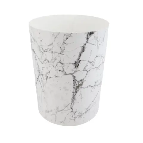 Bathroom Trash Can, 5 Gallon Small Plastic Garbage Bin with No Lid, White Marble