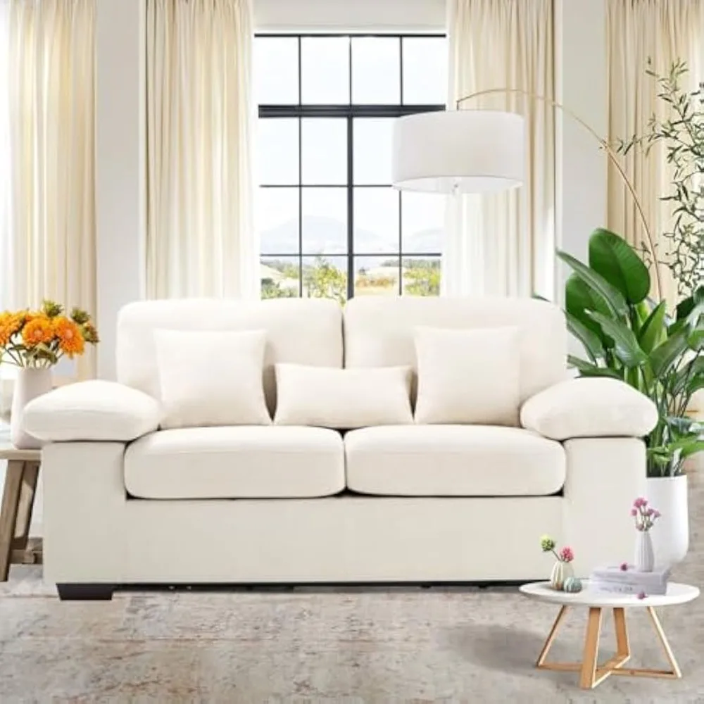 Sofa Kursi Empuk, Sofa Kursi Cinta 73 "Sofa Ruang Tamu dengan 3 Bantal, Bantal Kursi Chenille Nyaman Modern Berlapis Sofa Kamar Tidur