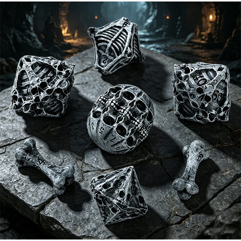 7 Multi Sided Skeleton Dice Set Resin Set Dice Creative Board Game Dice Desktop Role Playing Game Party Board Game Home Decor