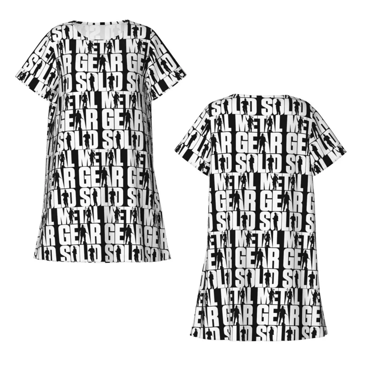 Custom Metal Gear Solid Short Sleeves Nightdress For Sleeping Sleepshirts Women Short Sleeve Nightgowns Soft Pajama Dress