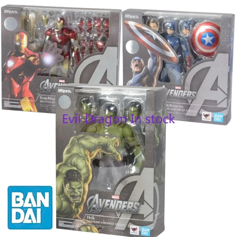 In Stock Bandai Shf Marvel Avengers Endgame Edition Captain America Iron Man Mk6 Thor Hulk Action Figure Collectible Gift Toy