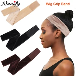 1Pcs Peruca Aperto Banda Marrom Veludo Headband Cachecol Cabeça Faixa de Cabelo Extra Segurar Peruca Ajustável Fastern Estiramento Algodão Peruca Banda Bege