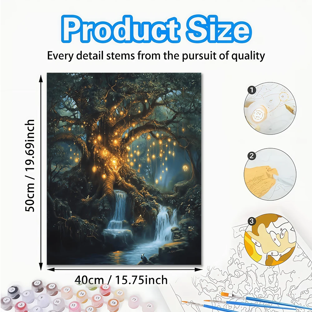 Fantastical Tree Realm  DIY Acrylic Digital Painting Kit for Beginners Home Wall Decor  Frame Not Included