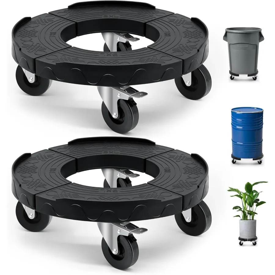 

Nefish Upgraded Trash Can Dolly with 3 in Wheels Adjustable 15-19 Inch Round keg Dollies Heavy Duty Drum Dollies 480lbs Tire Do
