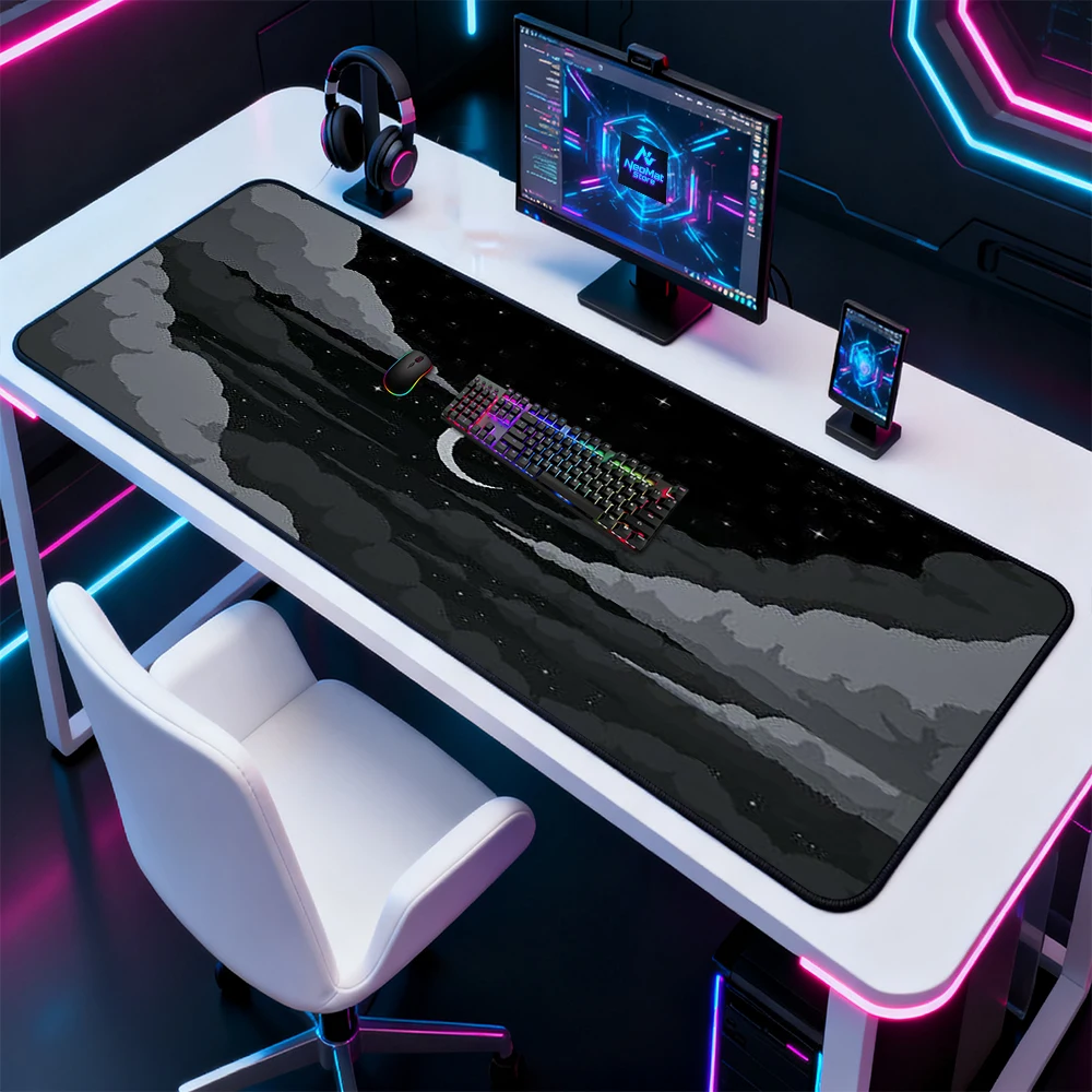 Starry Gothic Mouse Pad Desk Mat Moon Black Clouds Gaming Playmat XXXL 1200x600 White Table Mat Mousepad Mat Desk Accessories