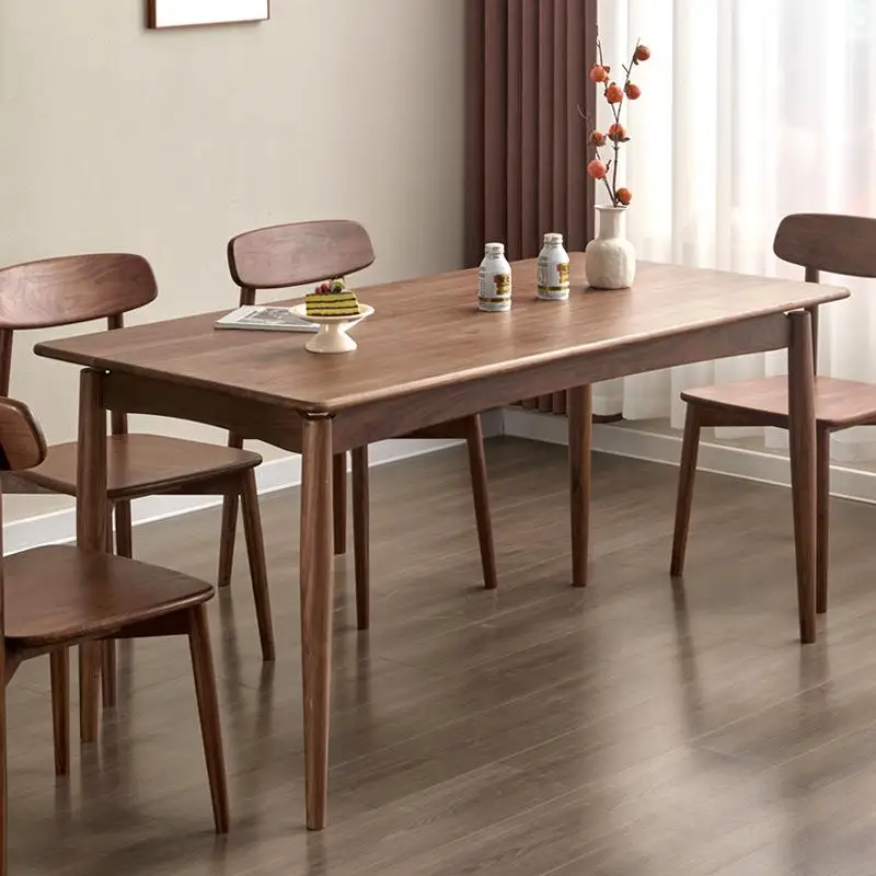 Black walnut dining table and chair combination rectangular small apartment
