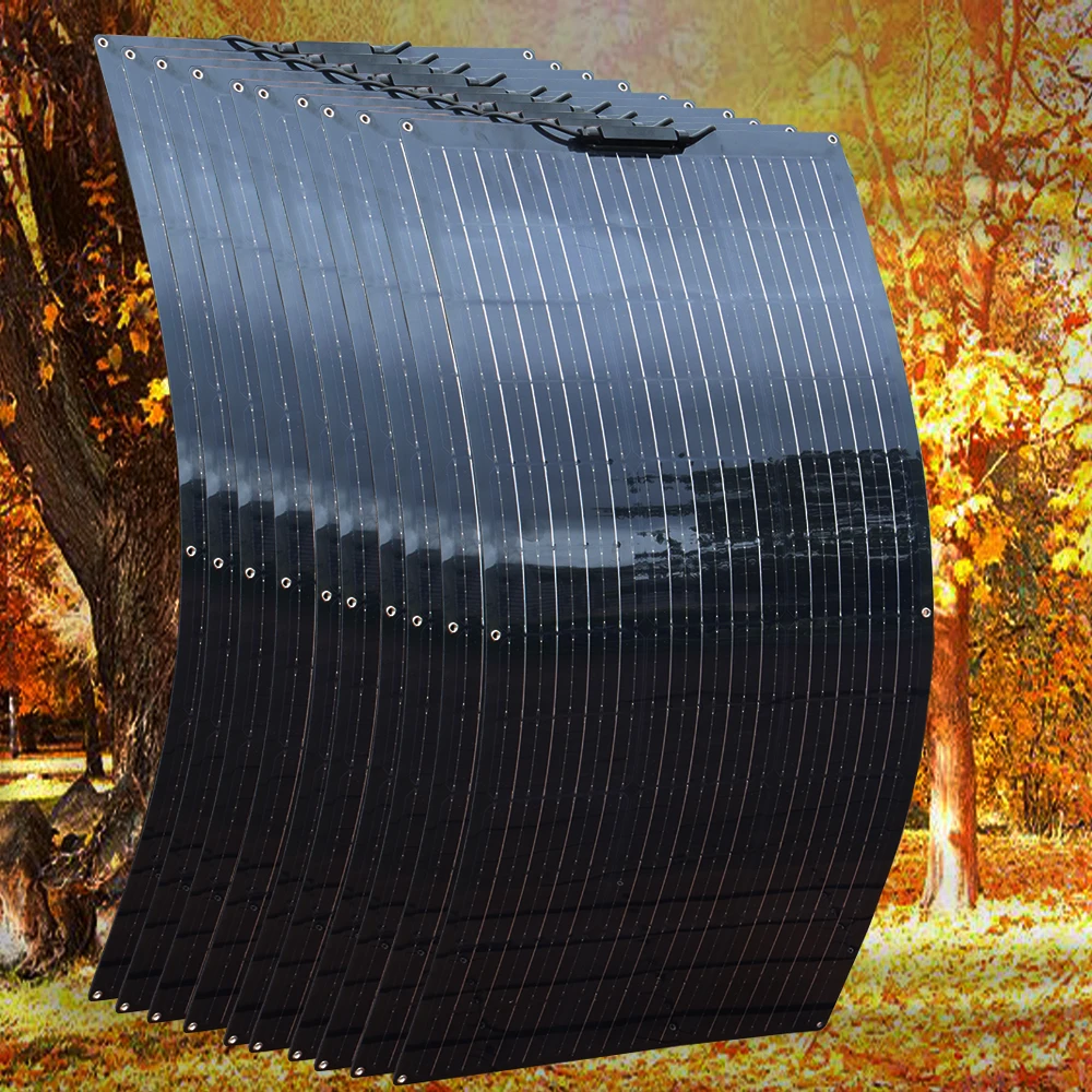 1000w Flexible solar panel 12v 24v panel solar 200W 100w 500W monocrystalline battery charger for rv electric car camping yacht