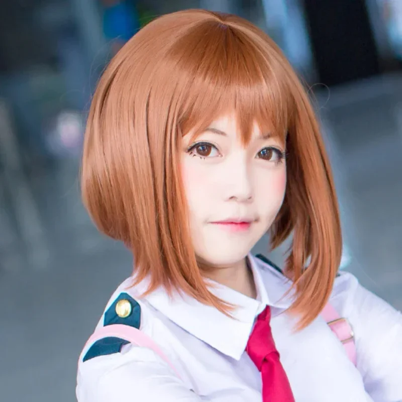 Ochako Uraraka Cosplay Wig Short Brown Bob Heat Resistant Cosplay Costume Hollowen Cos Custome Wig