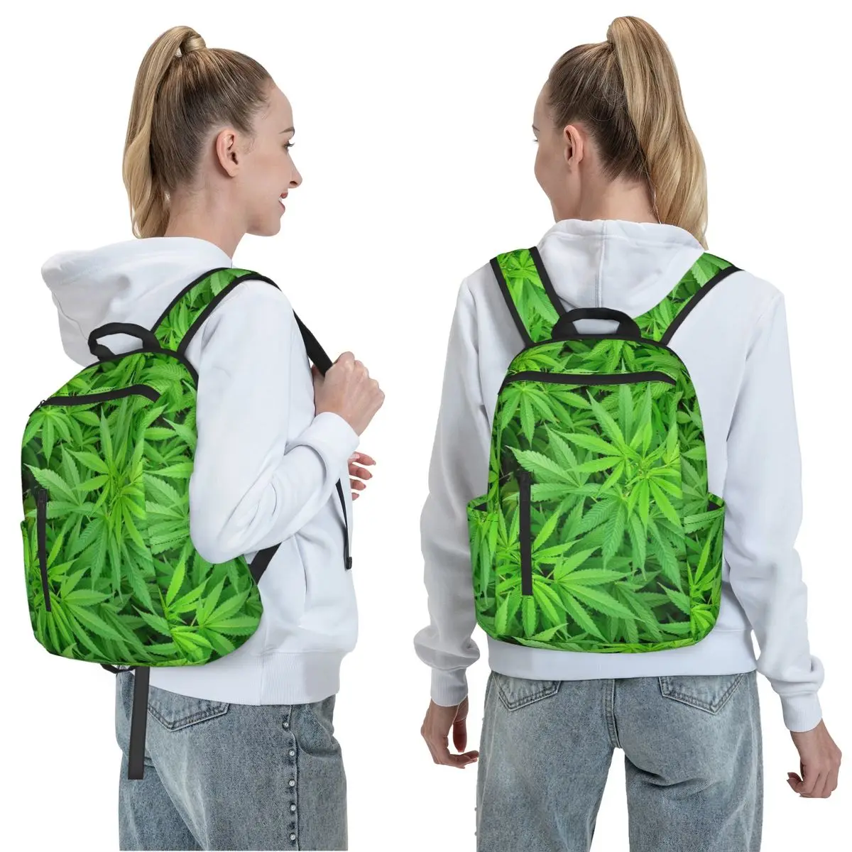 Marijuana Cannabis Weed Pot Plants Backpack Daypack Large Capacity Children BookBag School Bag Shoulder Bags for Men Women