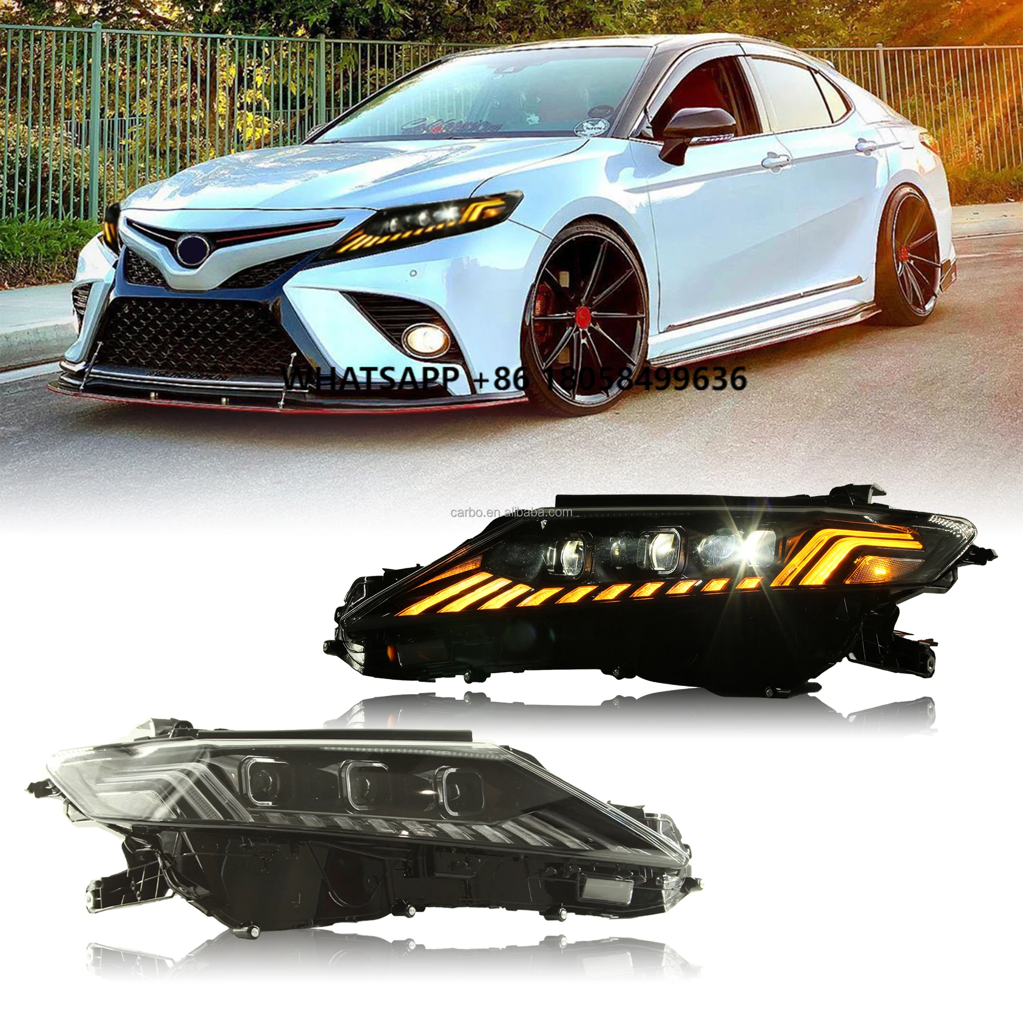 

HRS 2018-2023 for Camry 8th Gen Full LED Headlight Easy Installation 3 Beam Front Lamp White Yellow 6000K Headlamps