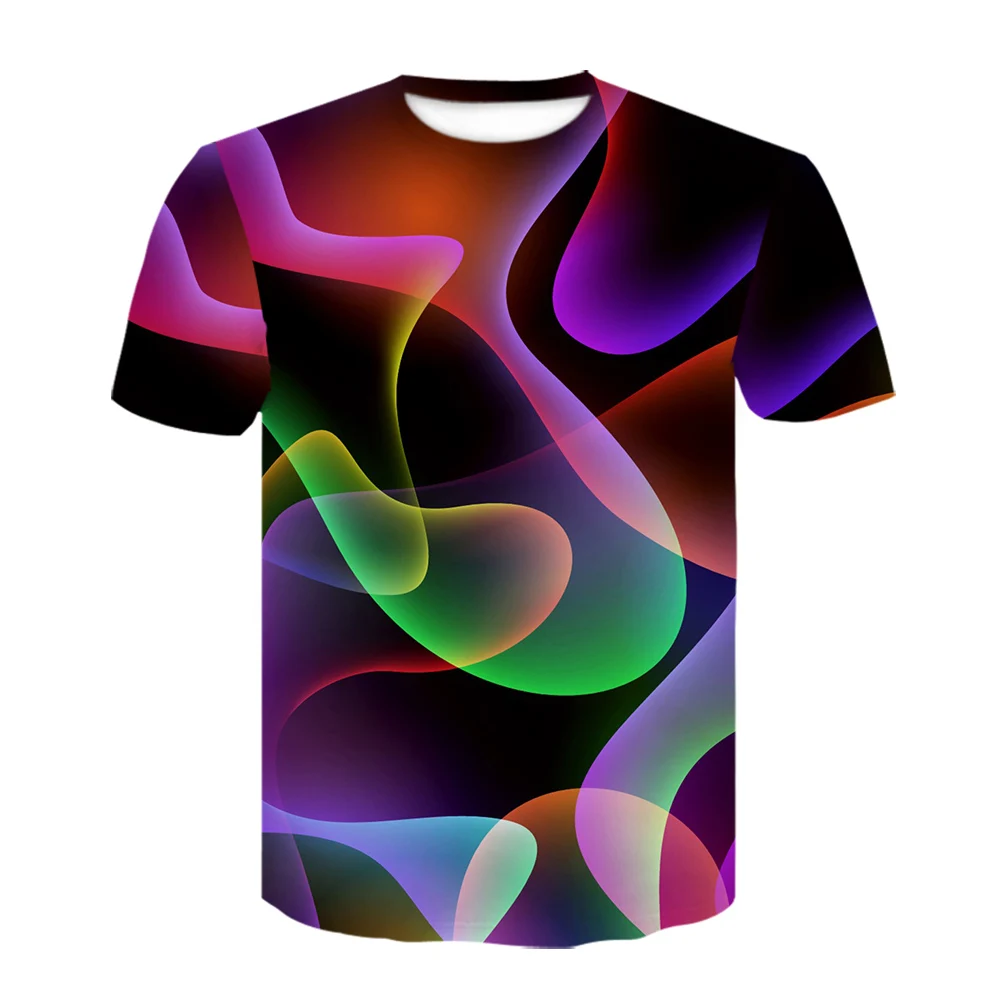 Men Summer Fashion Colorful 3D Printing Tshirt Creative Psychedelic Tops Shirt Optical Illusion Black-White Graphic T-shirt