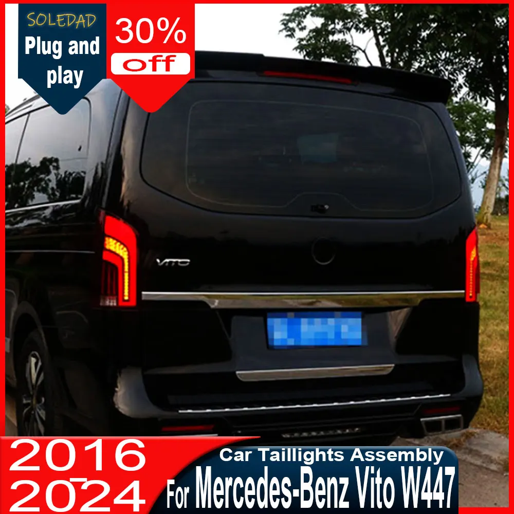 Car Tail Light Assembly for Benz Vito W447 2016-2023 Taillights Plug and Play with LED Dynamic Turning Rear Tail lights