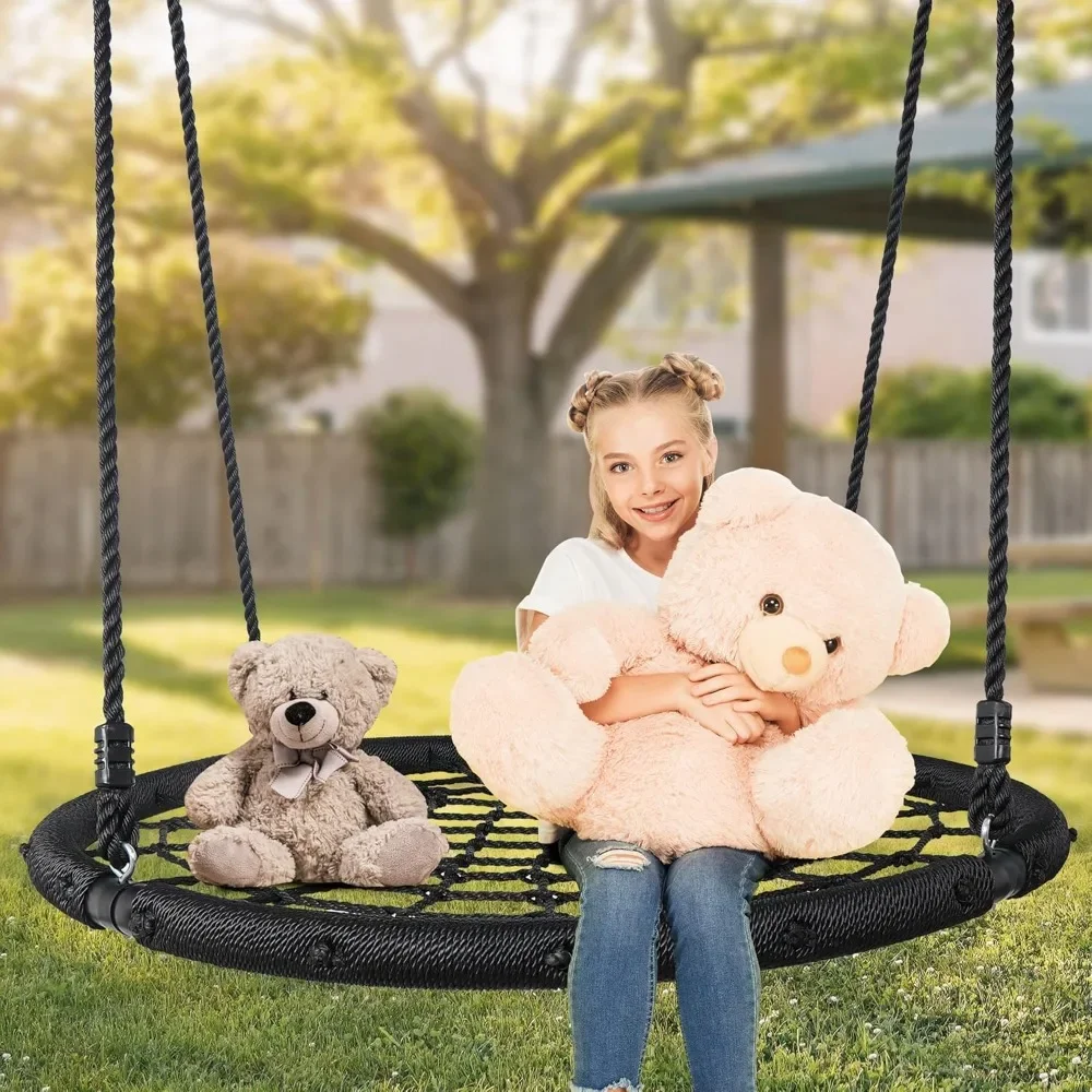

48" Adjustable Hanging Ropes Spider Web Swing Set, Attaches to Trees or Existing Swing Frame for Multiple Kids or Adult