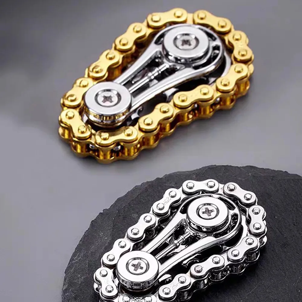 

Decompression finger sprocket flywheel chain fingertip gyroscope boring decompression artifact gear linkage mechanical metal toy