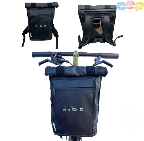 Folding Bike Front Carrier Bags & Panniers Use For Brompton Birdy Bicycle Front Storage Bag handbag With Aluminum Mount