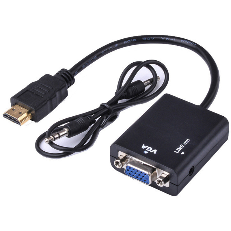  Adapter HDMI-compatible TO VGA With Audio HDTV Male To VGA Female Converter Port HDTV To VGA Output 1080P HDTV Audio TV Video 