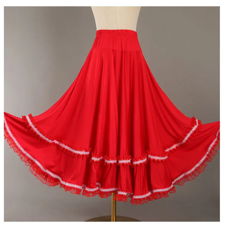 Large Swing Modern Skirt Ballroom Dance Skirt Flamenco Skirts Square Dance Mid-Length Belly Dancing Wear Women Waltz Costumes