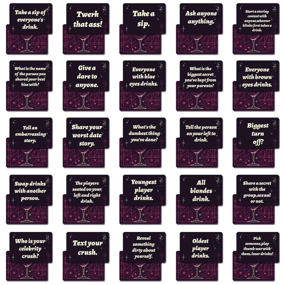 50 Team Party Building Board Game Cards English Dark Premium Texture Adult Drinking Game Cards Fun Lively Engaging
