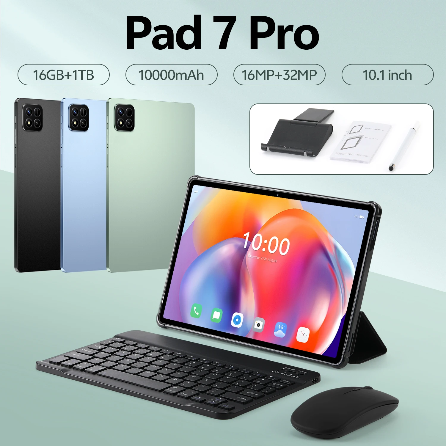 yZ[z2025NV^Pad 7 Pro 10.1C` Android 15 16GB+1TB fASIM^ubg 10000mAh Snapdragon 8 Gen3 Core WIFI+GPSڃ^ubg