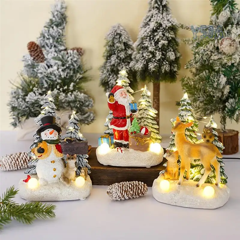 

Y50A-Luminous Christmas Music Rotating Santa Claus Tree Christmas Ornaments Resin Crafts Christmas Home Decoration