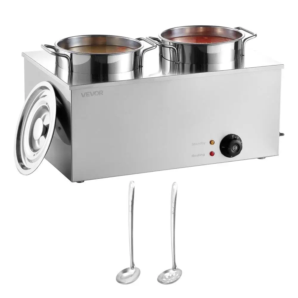 

Deluxe Commercial Soup Warmer Station with Two 634Qt Pots Professional Soup Kettle Heating System for Catering and Events